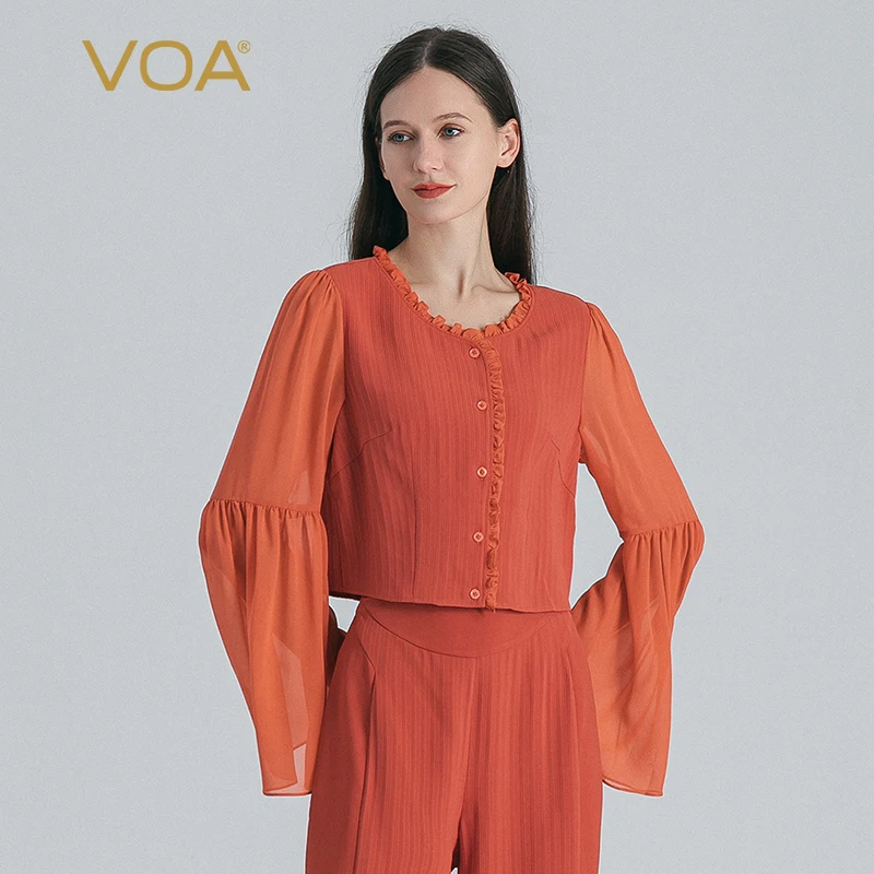 Женская шелковая рубашка с длинным рукавом