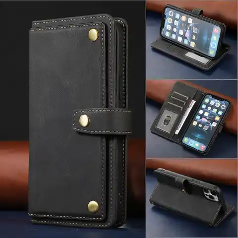 Роскошный кожаный чехол-бумажник для iPhone 13 12 Mini 11 Pro Max, чехол-книжка для iPhone XR XS X 6 6s 7 8 Plus SE, чехол с отделениями для карт