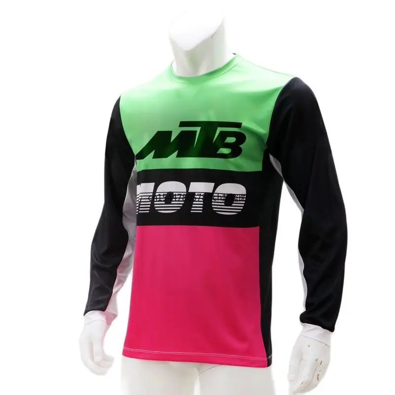 

2022 MTB motocross racing jersey downhill dh short sleeve cycling clothes mx summer Red green t-shirt