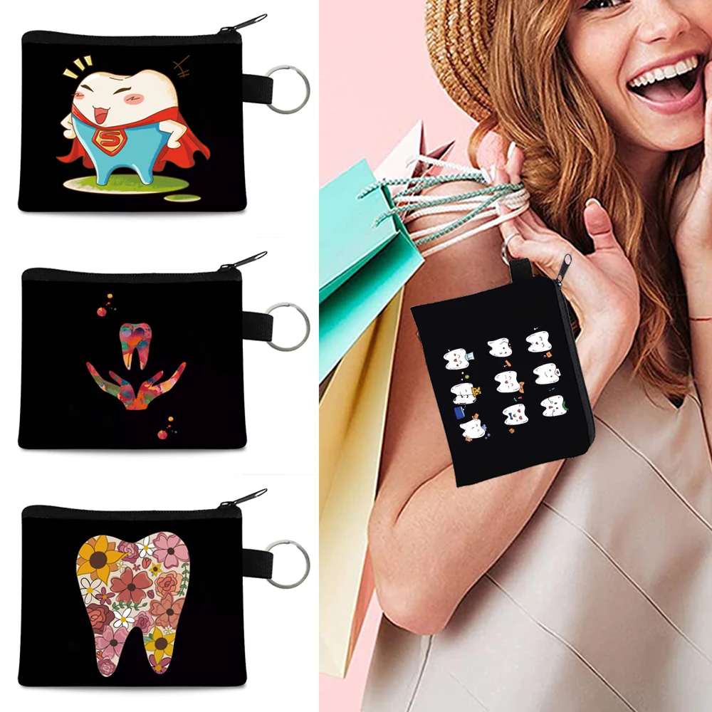 

Teeth Coin Wallet for Kids, Portable Bag To Store Cards,coins and Keys,small Bag Purse Women Mini Canvas Clutch Bag for Men 2022