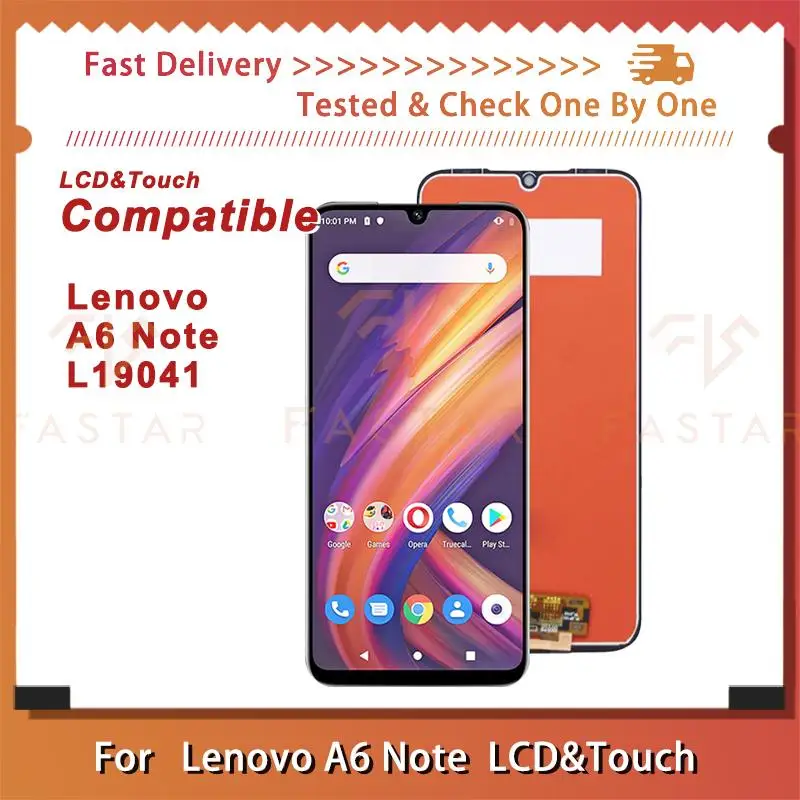 ЖК-дисплей 6,09 дюйма для Lenovo A6 Note L19041, сенсорный дигитайзер в сборе, сменный экран для телефона Lenovo A6Note LCD