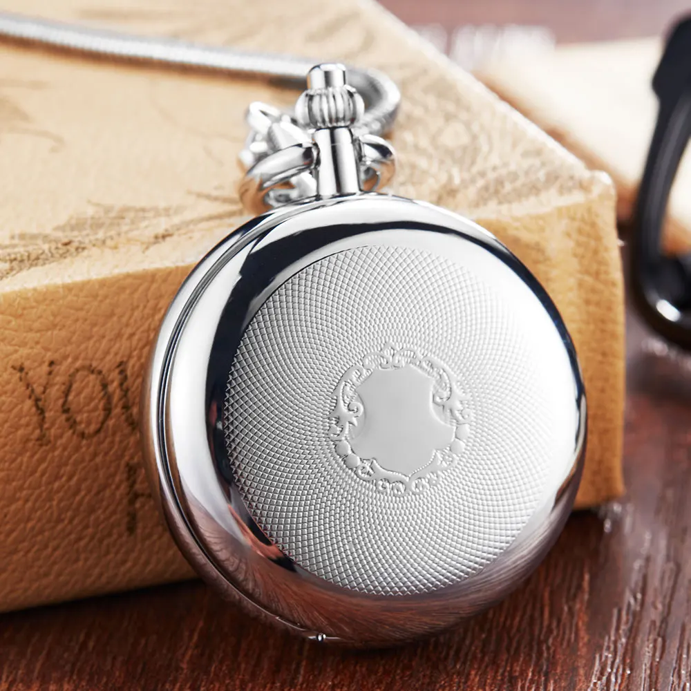 Vintage Copper Silver Mechanical Pocket Watch Men Women Fob Chain Exquisite Sculpture Automatic Retro Pocket Watches