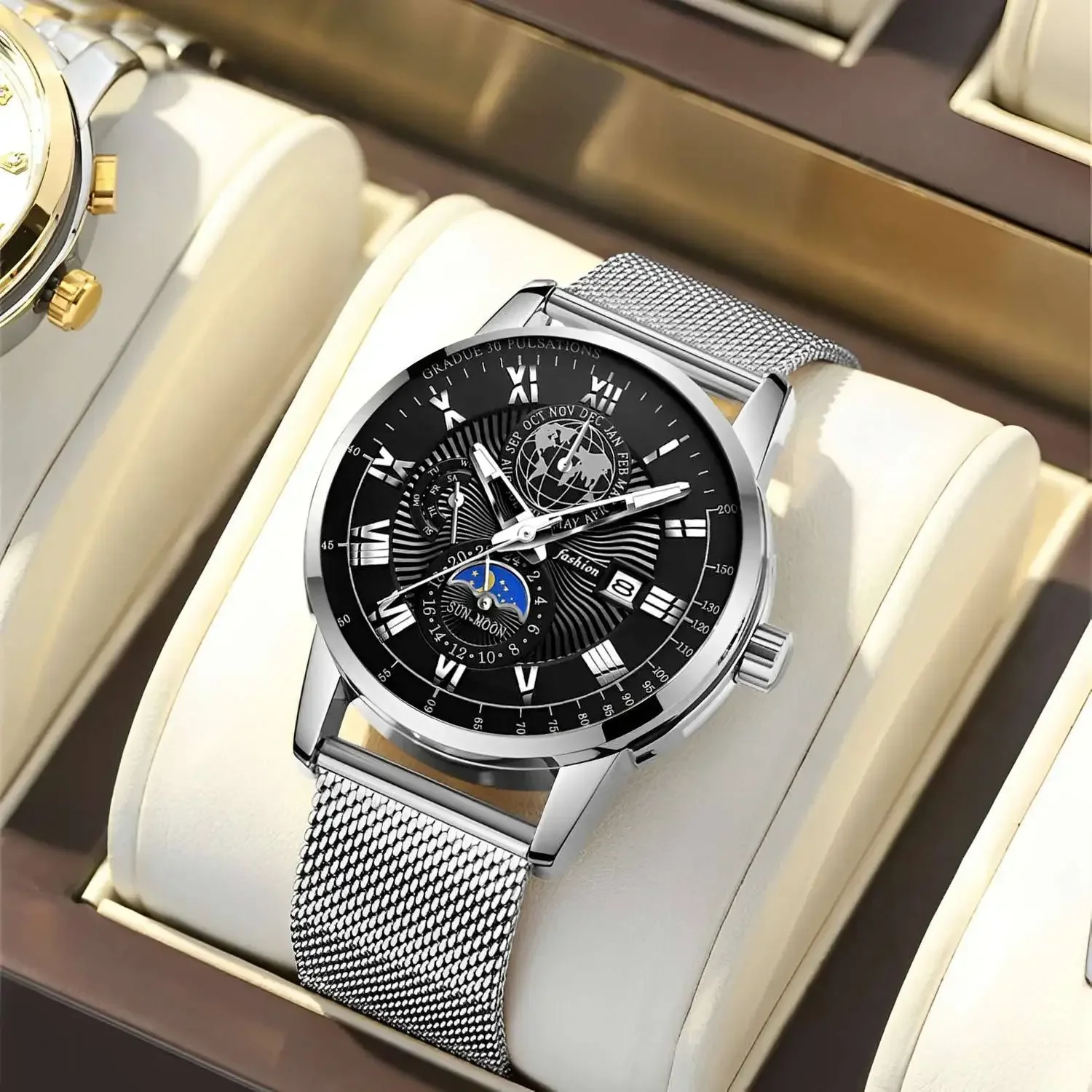 

2023 New Fully Automatic Movement Men's Watch Fashion Business Trend Korean Edition Glow Calendar Watch Men's Watch