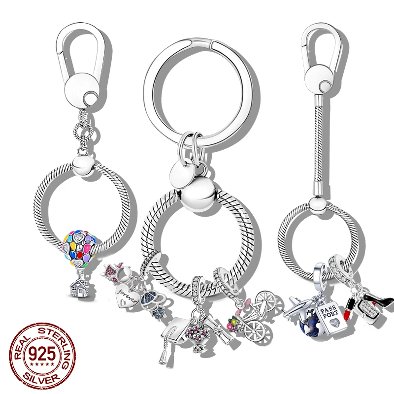 Простой Регулируемый Серебряный Брелок для ключей маленький брелок