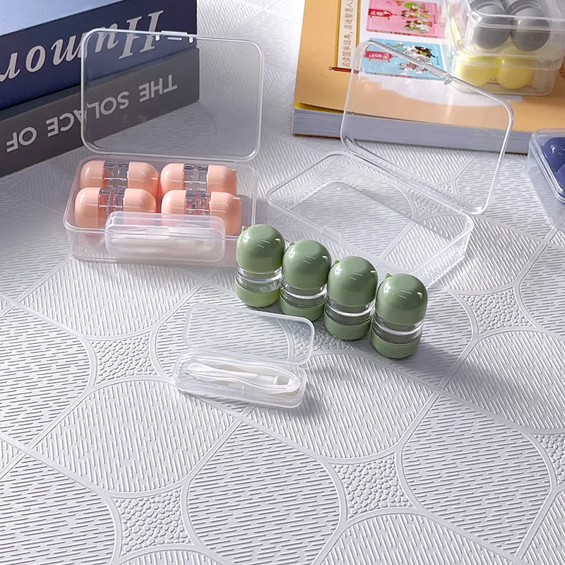 

4Pairs Contact Lens Container Case Eye Contacts Women Travel Contact Lenses Case Travel Kit Holder Lens Storage Box Easy Carry