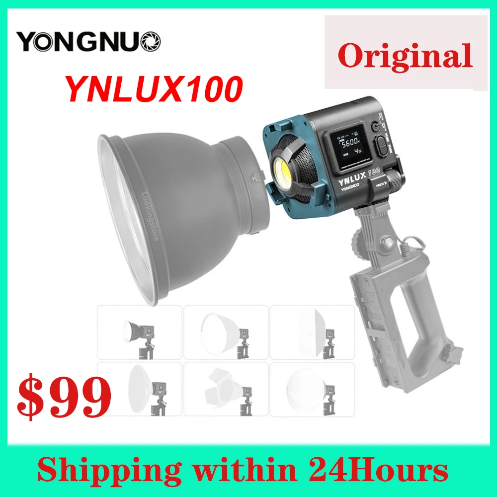 

Двухцветная светодиодная лампа Yongnuo YNLUX100YNLUX100 3200-6500k, освещение для видеосъемки, студийная лампа с креплением Bowens, лампа для видеосъемки