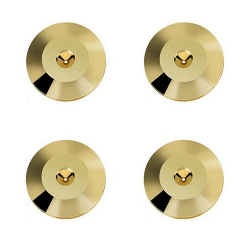 4 Pcs Speaker Pure Copper Spikes Pads HiFi Speaker Box Isolation Floor Stand Feet Cone Base Shoes Pad (Gold)