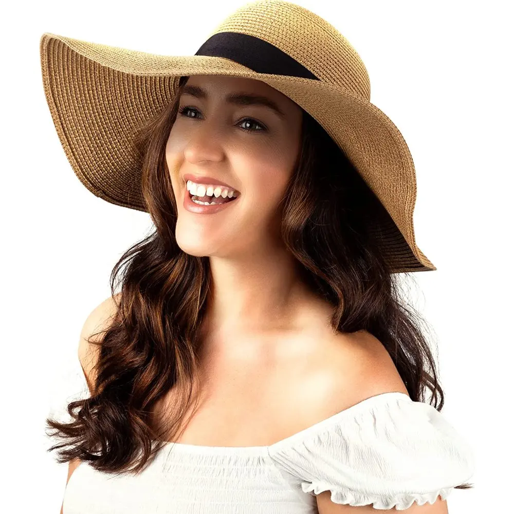 

2023 NEW Foldable Roll Up Floppy UPF 50 Straw Sun Hats For Women Medium Khaki fast shipping