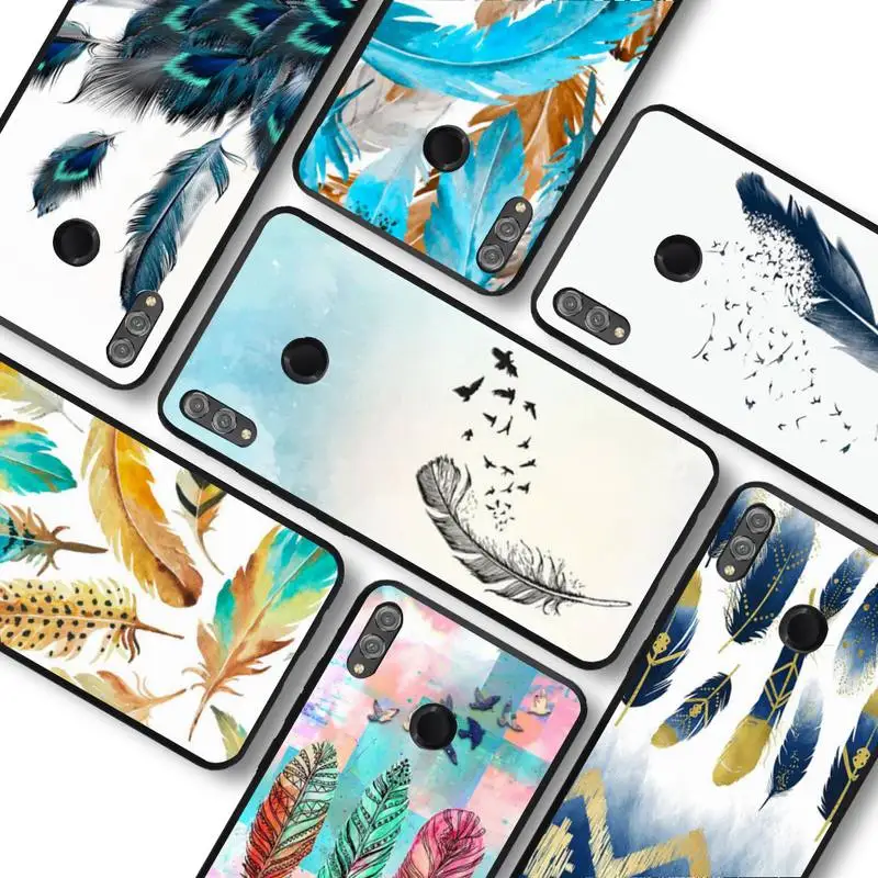 

Watercolor Painting Feathers Phone Case For Huawei honor10Lite 10i 20 8x 10 Honor9lite 9xpro Coque