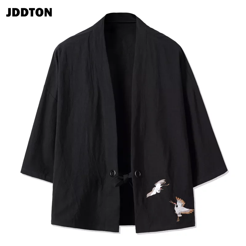 

NEW IN JDDTON Spring Men's Cotton Linen Kimono Fashion Loose Long Cardigan Outerwear Vintage Coats Male Jackets Casual Overc