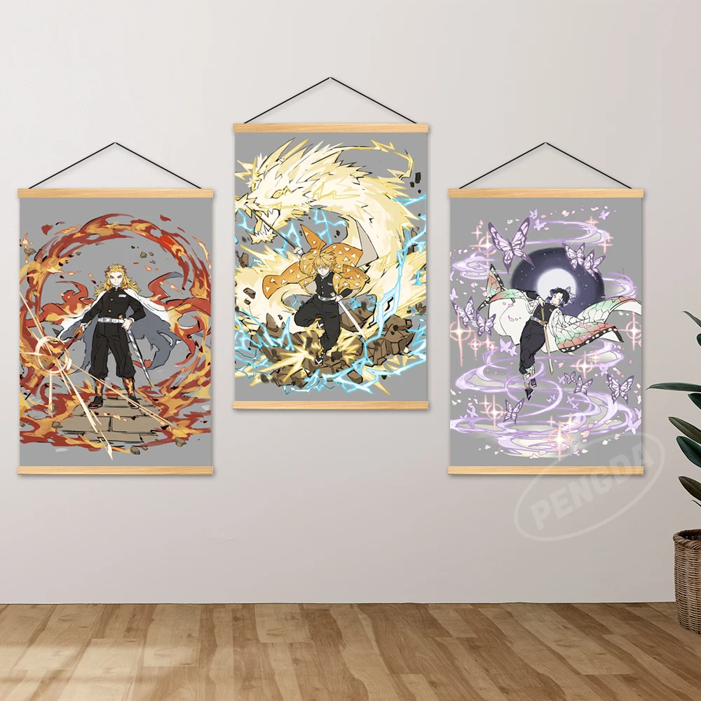 

Настенная Картина на холсте с изображением рассекающего демонов аниме, художественная картина, Постер незуко, томиока гиюу, украшение для д...