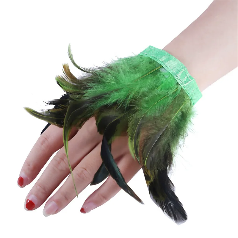 

Women Natural Fur Feather Cuffs Sexy Snap On Bracelet Arm Cuff Shirts Sleeves For Women Real Ostrich Feather Anklet Wrist Cuff