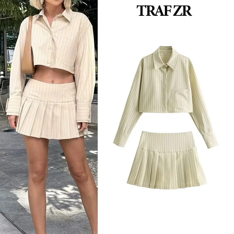 Комплект траф ZR с мини-юбкой Элегантный Повседневный женский костюм для отпуска