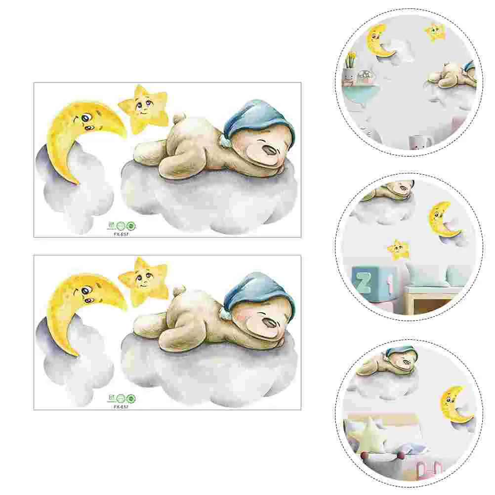 

2Pcs Bear Sticker Baby Room Wall Decor Household Wall Decoration Wall Stickers