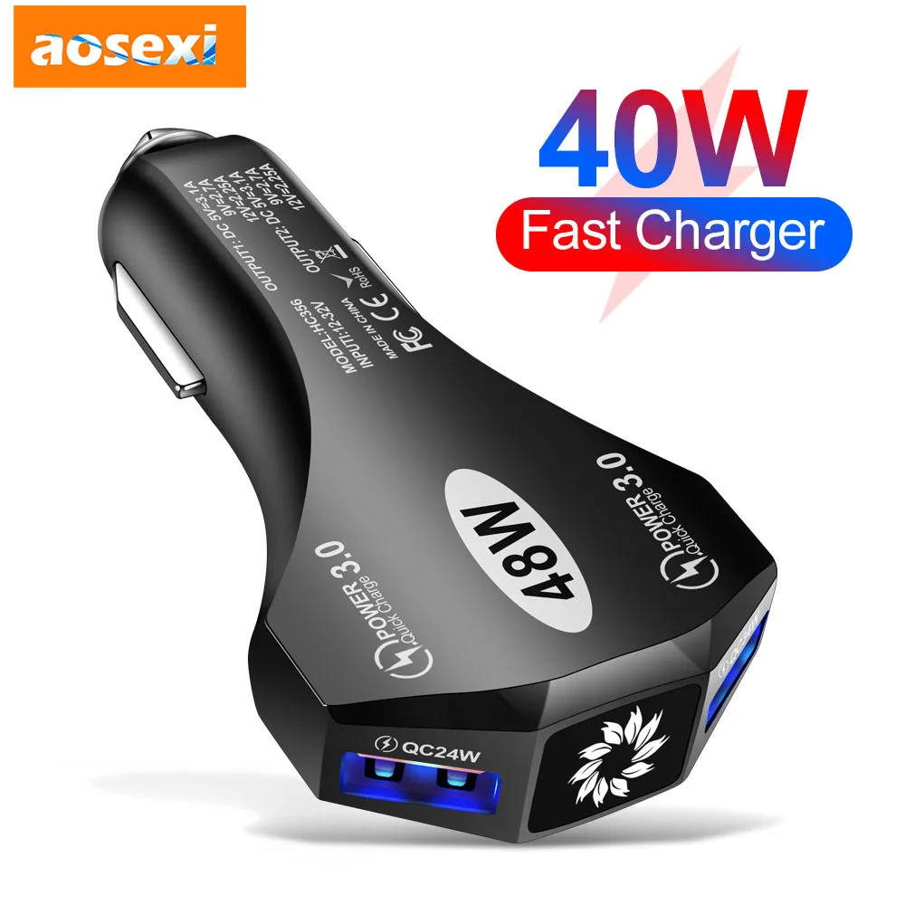 

Aosexi Original Dual USB Car Charger Fast Charge 3.0 SCP 5A PD 40W for IPhone Xiaomi Phone Fast Car USB Charger Mobile Phone