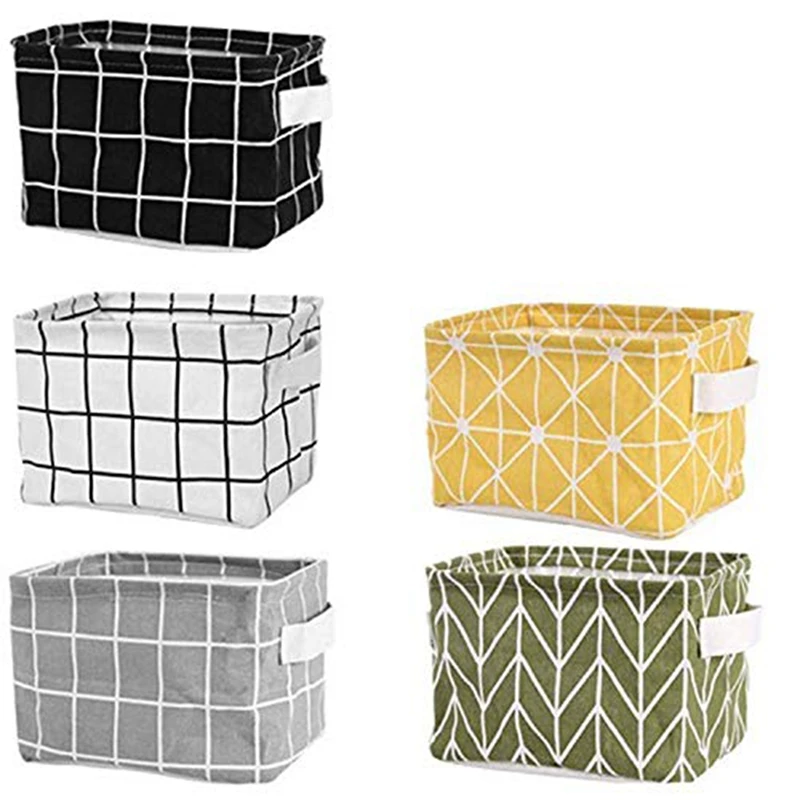 

Mini Storage Basket(Pack Of 5)Blend Storage Bins For Makeup Baby Toy 7.9X6.3X5.5 Inch Home Decor Canvas Organizers Bag