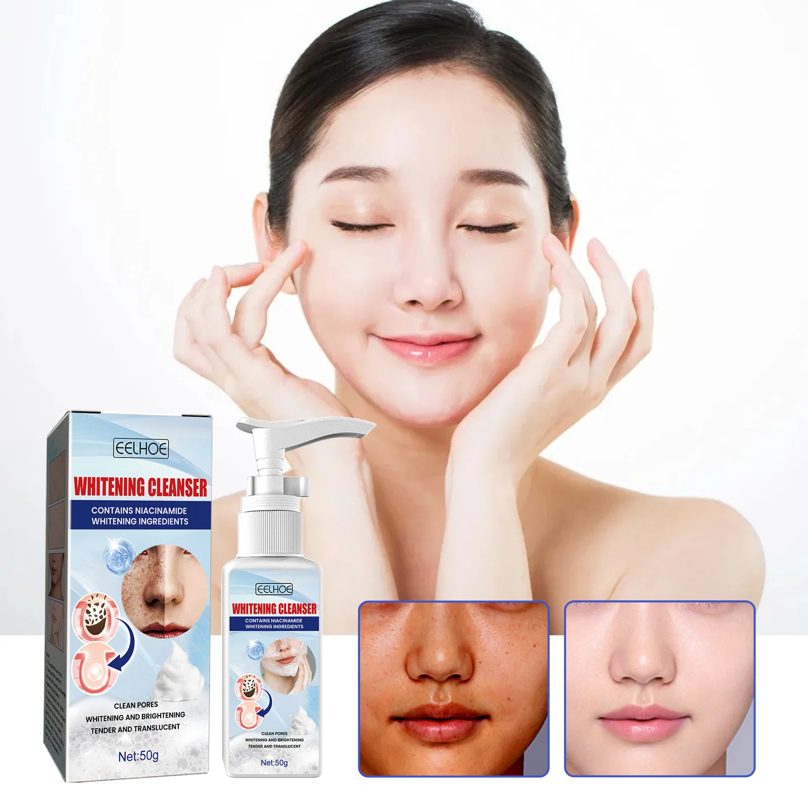 

50g Face Cleasing Foam Brighten Whitening Facial Skin Care Moisturizing Face Clean Milk Wrinkle Remover