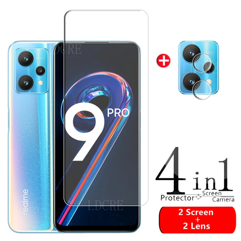 4 в 1 для Realme 9 Pro стекло закаленное 9H Защитная пленка телефона OPPO Plus объектива |