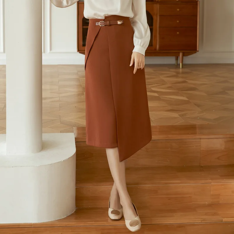 

Baizi Minority Design Skirt New Style In Spring 2023 Elegant Urban OL Solid Color Skirt