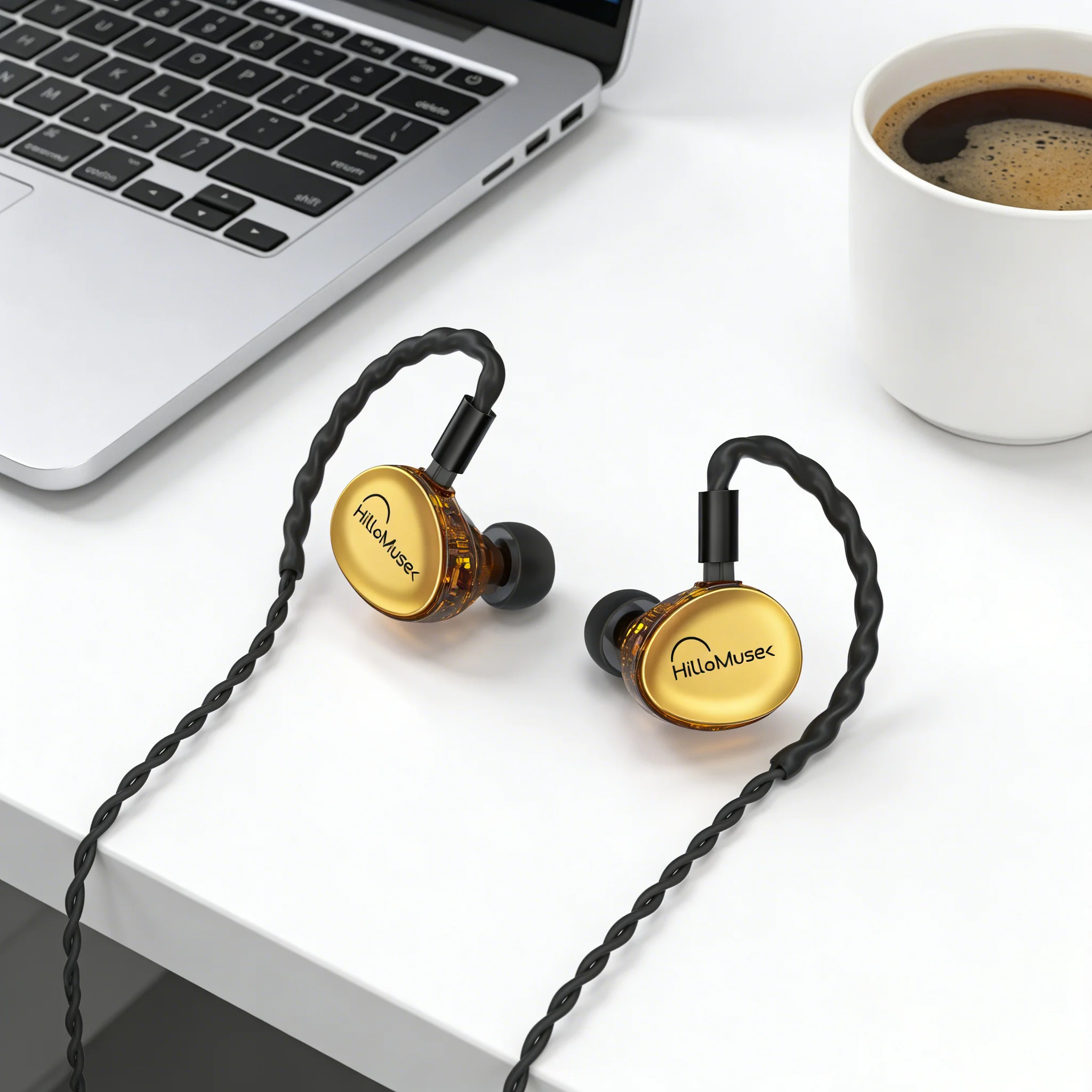 Фото Наушники HilloMusek Audiophile Hybrid IEM 1DD+1BA HiFi со съемным кабелем №3