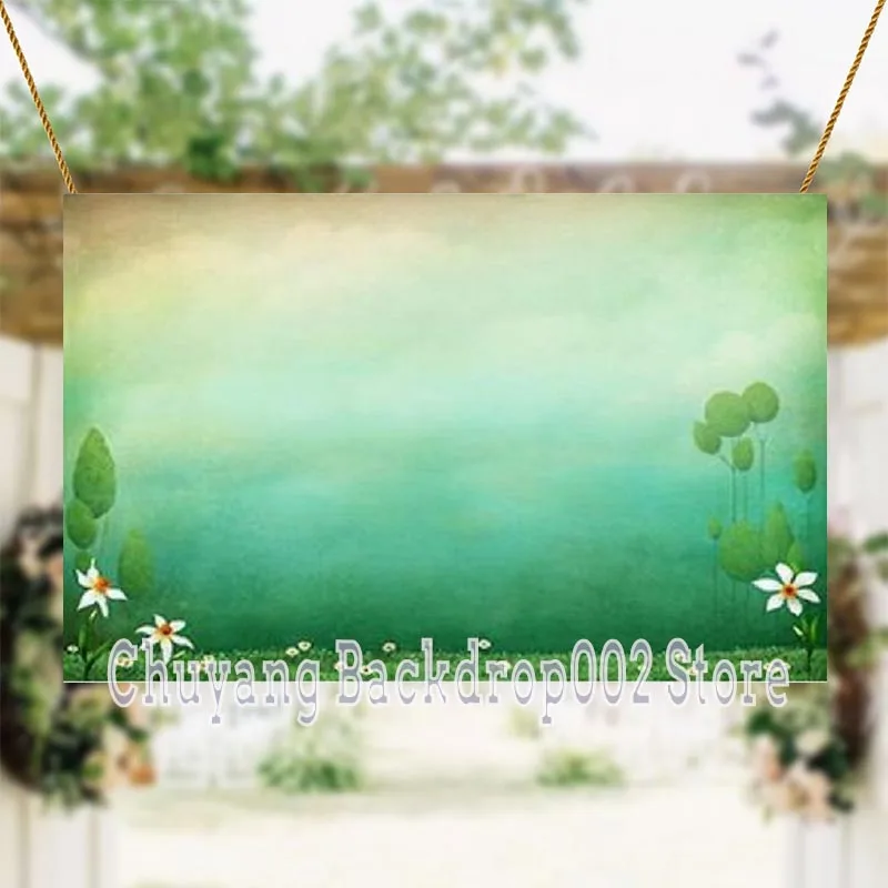 Photo Studio Props Photography Backdrop Lively Green Riverside Flower Vinyl Background Baby Children Birthday Party Decoration