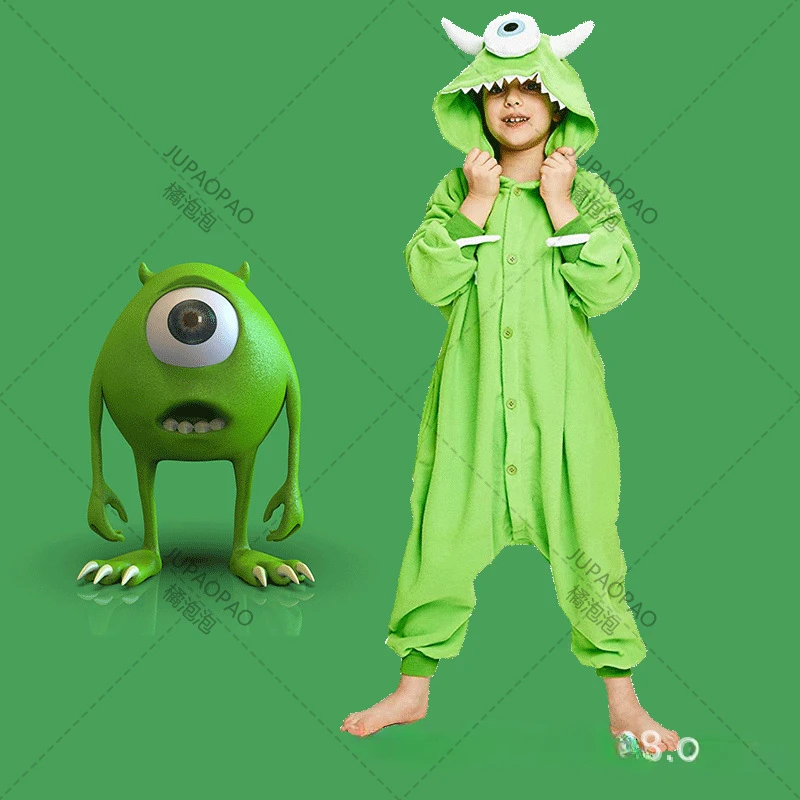 

Детский костюм для мальчиков из Университета монстров, костюм майка Вазовски на Хэллоуин, забавная Милая Домашняя одежда, комбинезон с животными монстров, косплей, аниме одежда