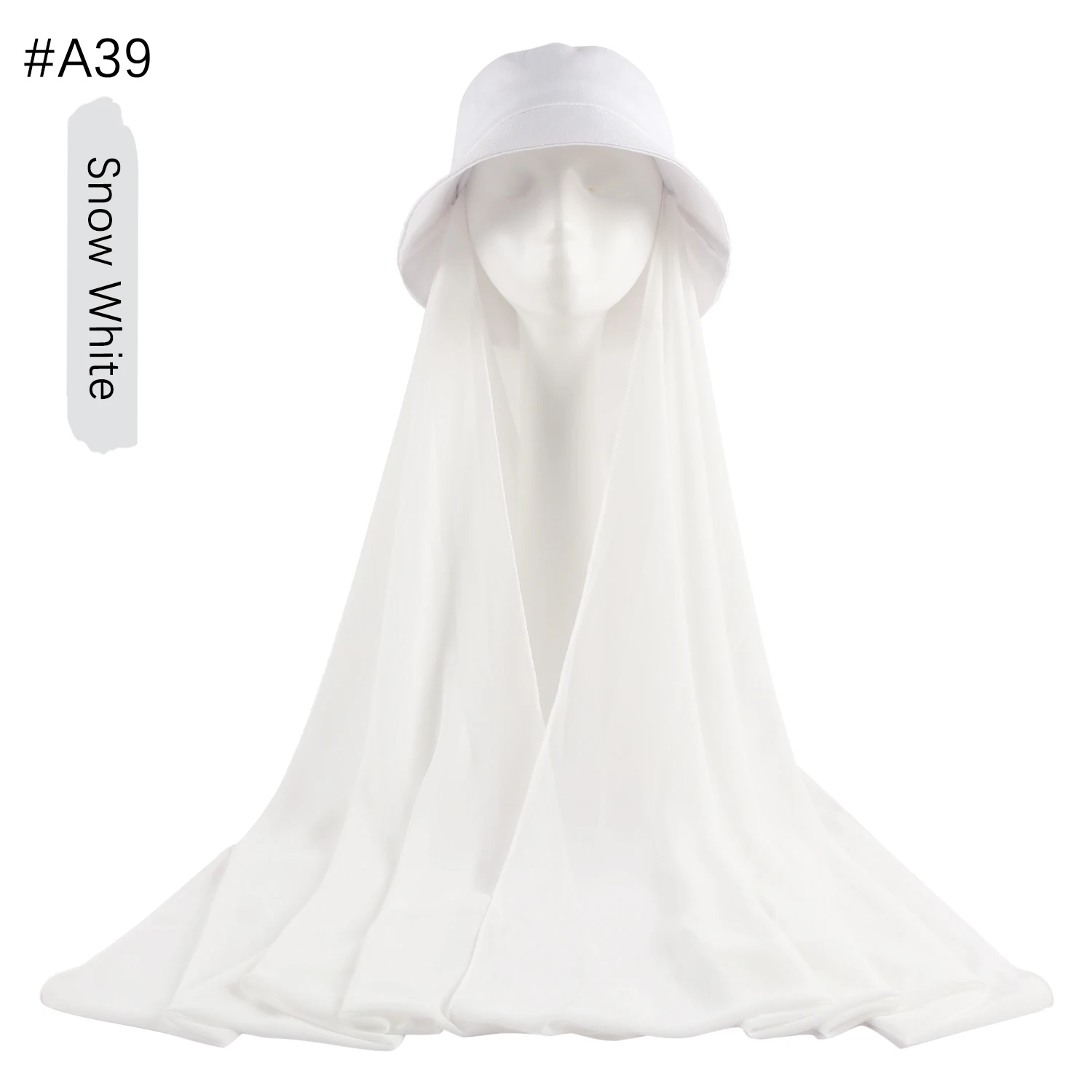 Musilm Women Chiffon Hijab With Bucket Hat Cap Summer Fisherman Caps with Chiffon HIjabs Ready To Wear Instant Chiffon HIjabs