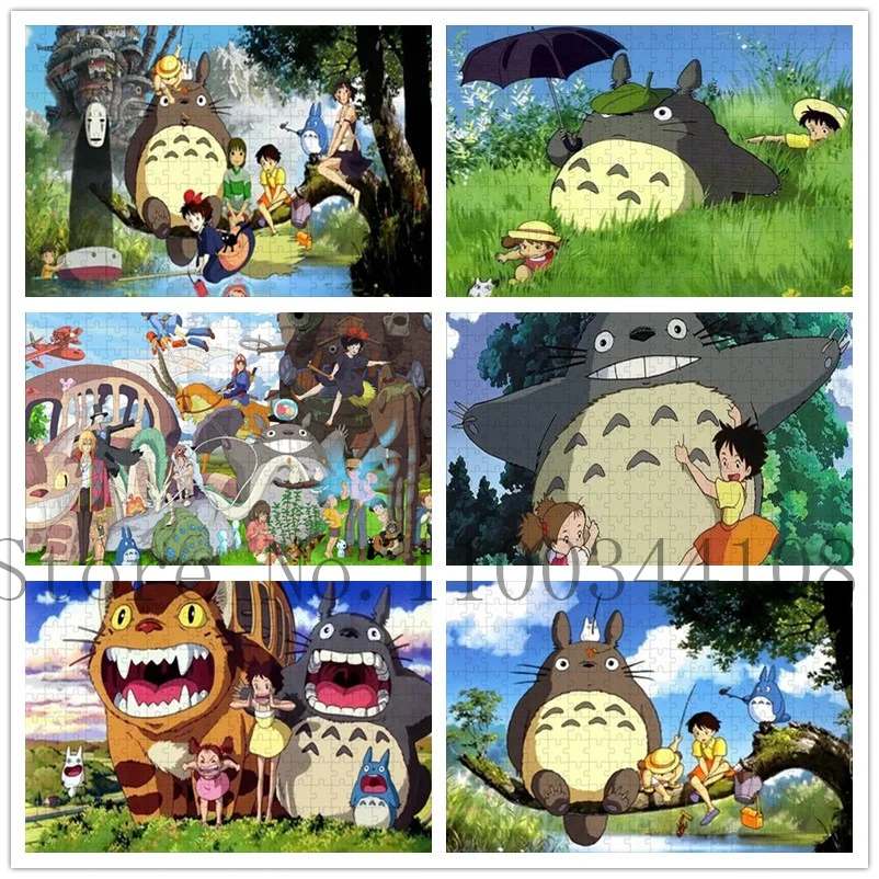 

300/500/1000 Pieces Cartoon Japanese Anime My Neighbor Totoro Jigsaw Puzzle for Adult Leisure Games Parent-Child Interactive Toy