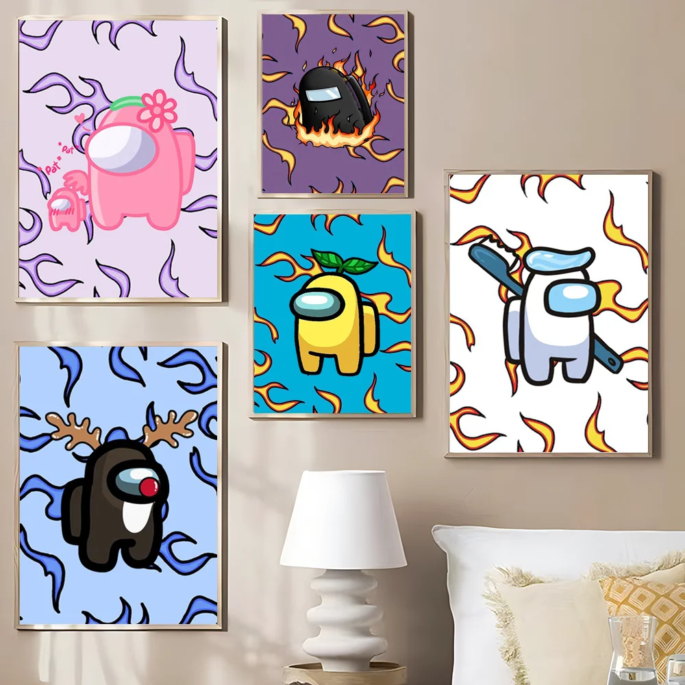 A-Among-Uss-flame Good Quality Prints And Posters Waterproof Paper Sticker Coffee House Bar Wall Stickers