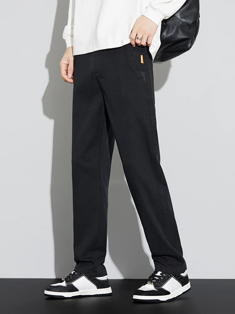 Woodpecker Anti-Wrinkle Autumn Straight Casual Pants Men's Versatile Loose Business Trousers Fleece-lined Thickened Wide Leg ...