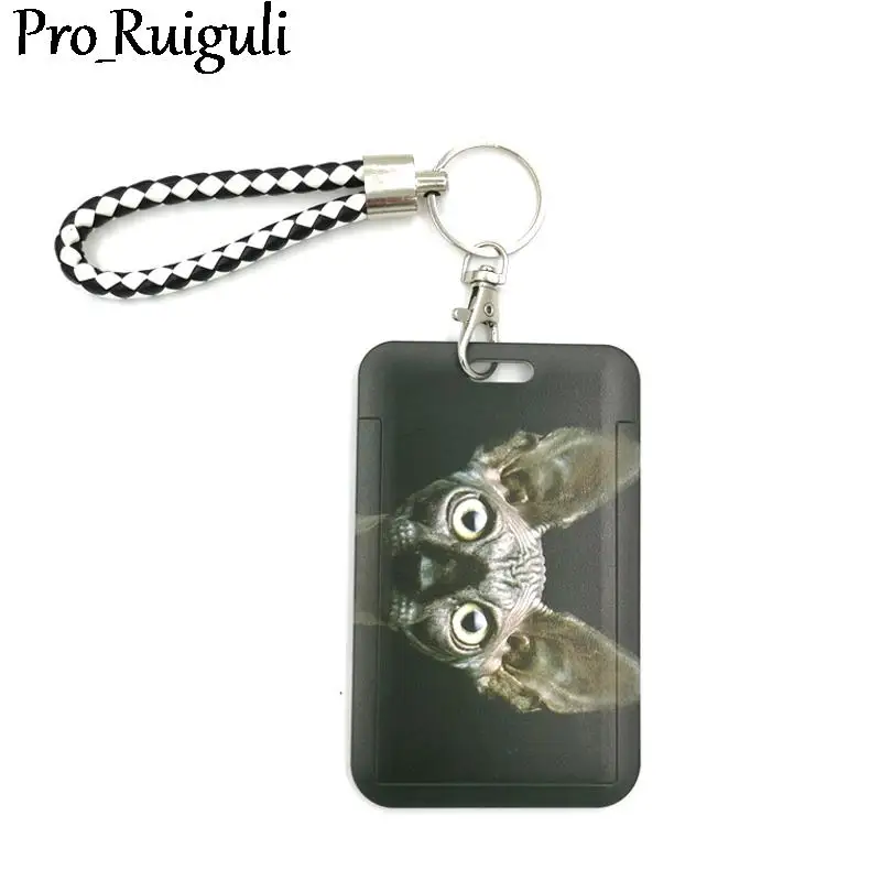 

Sphynx cat Cartoon Cute Credit Card Holder Lanyard Women Men Kid Badge Reel ID Name Bus Clips Carde Holder Clips