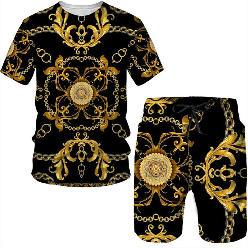 Summer Riches And Honour  Men's T Shirt Loose O-neck Short Sleeve Tops Casual Comfortable Shorts 2 Piece Outfit Men Clothing