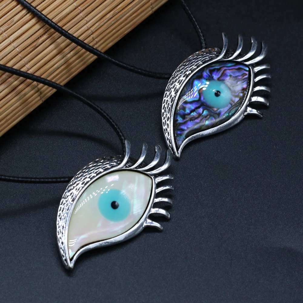 

Natural Shell Alloy White Abalone Eye Pendant Necklace For Jewelry MakingDIY Necklace Accessorie Charm Wedding Gift Party50x30mm