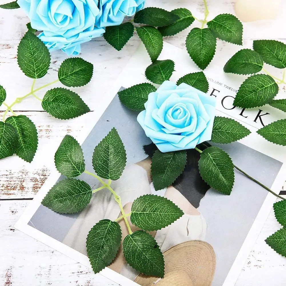 

50pcs Silk Roses Leaf Diy Gifts Box Wedding Decorative Flowers Wreaths Christmas Decorations for Home Artificial Leaves T0B3