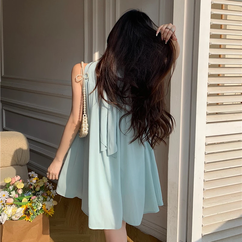 Блузка Женская средней длины без рукавов приталенная рубашка шифоновый