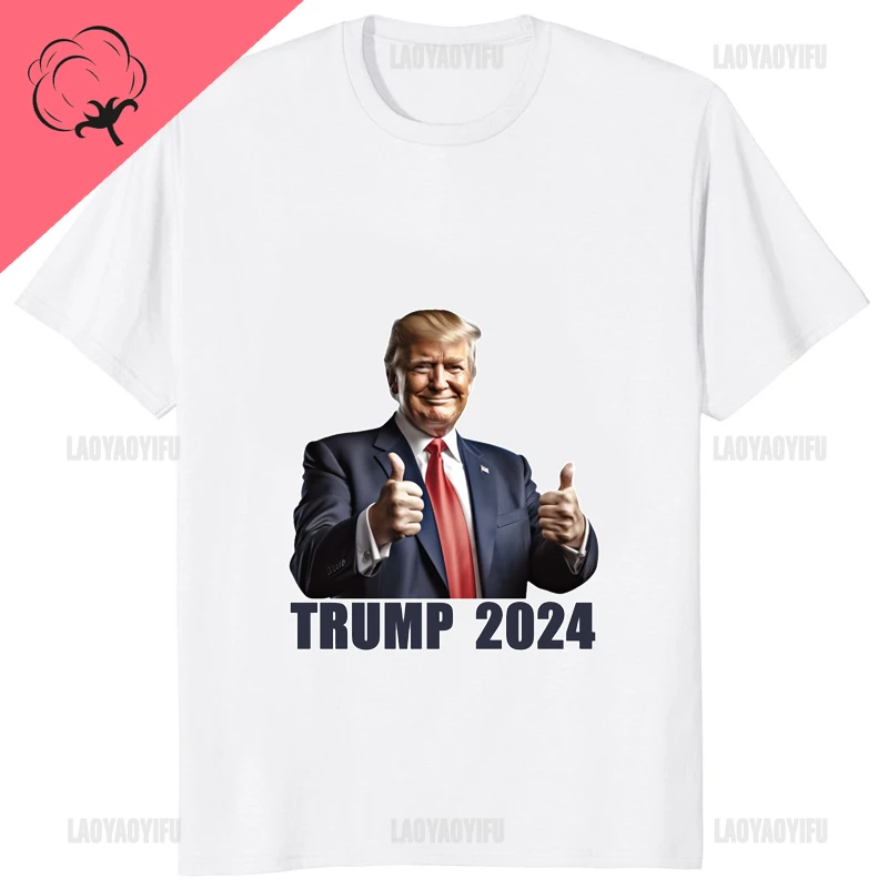 2024 г. футболка с изображением Трампа при президентских выборах хлопковая