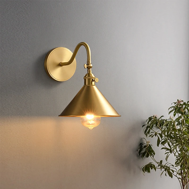 

Полностью медные Настенные светильники для дома, внутреннее освещение, светильник, тянущаяся цепь, переключатель для спальни, гостиной, коридора, лампа рядом