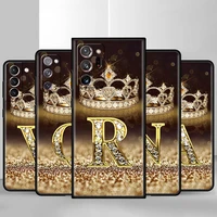 ultrathin soft smartphone case for samsung galaxy s20fe s21ultra s10lite s9 s8plus s10e luxury black cover crown diamond letters
