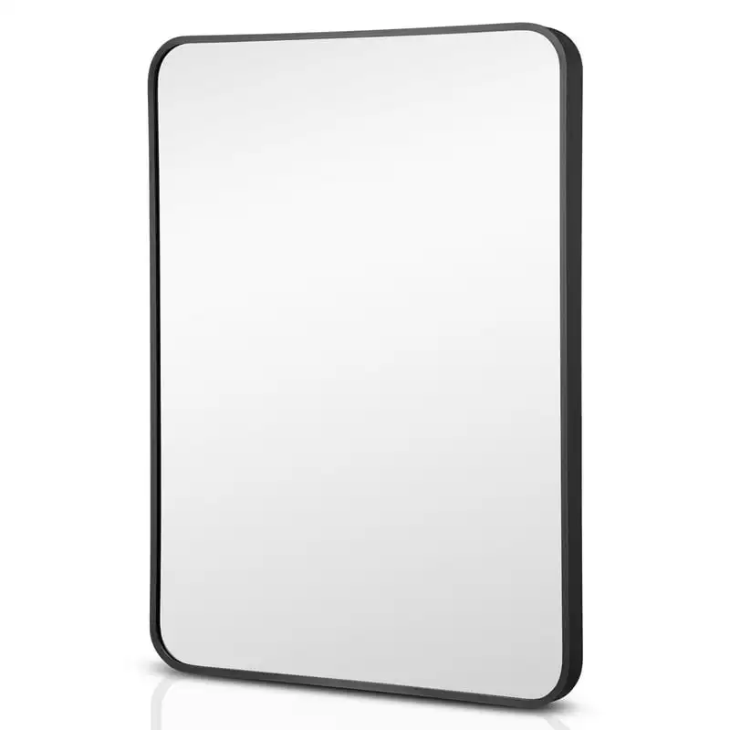 

30''Bathroom Wall Mounted Mirror Aluminum Alloy Frame Decor Black