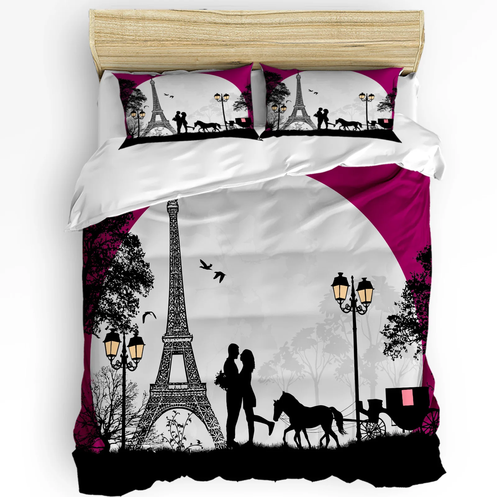 

3pcs Bedding Set Eiffel Tower And Lover Romantic Home Textile Duvet Cover Pillow Case Boy Kid Teen Girl Bedding Covers Set