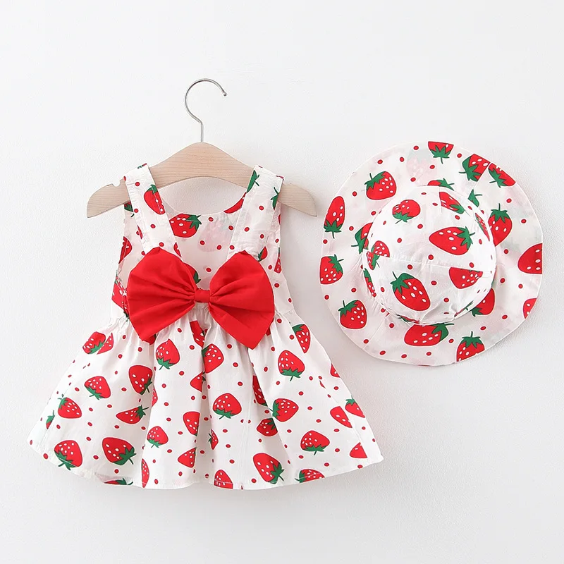 

Infant Baby Girls Summer Clothes Floral Dress for Baby Girl Clothing Strawberry Pattern Princess Dresses Birthday Dress for Baby