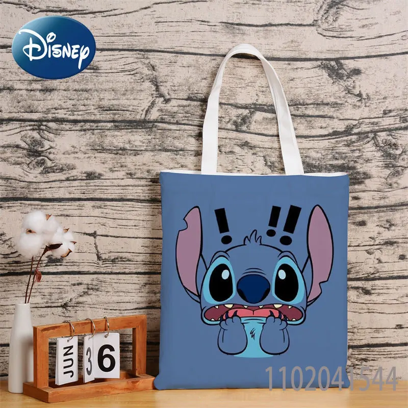 Disney Stitch Tote Canvas Handbag Student Large Capacity High Quality Durable Shopping Bag for Women Girls