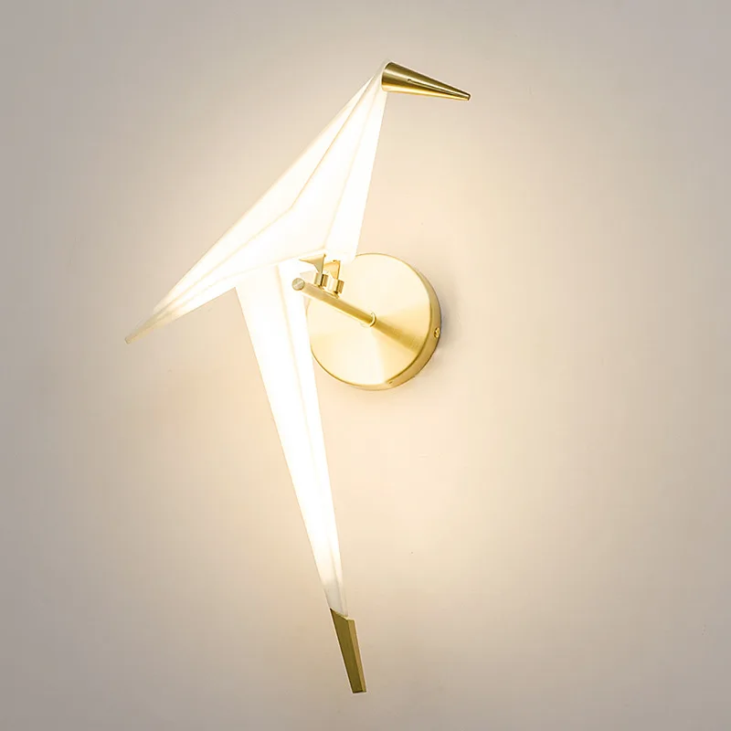 

Modern Nordic Thousand Paper Crane Wall Light Creative LED Golden Bird Wall Lamp Bedside Bedroom Living Room Stair Indoor Sconce