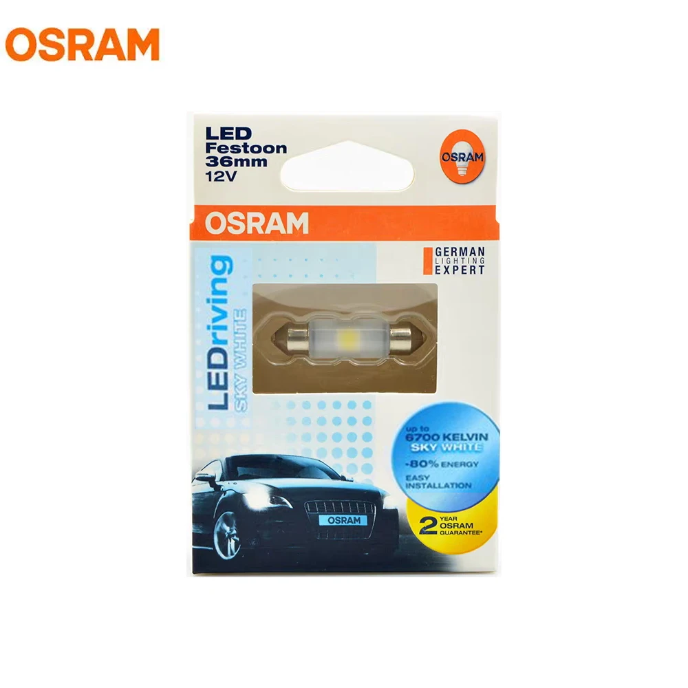 

OSRAM 6700K Фестон 36 мм Светодиодный внутренний светильник Лампа для чтения Пластинчатая лампа C5W 6436SW (1 шт.)