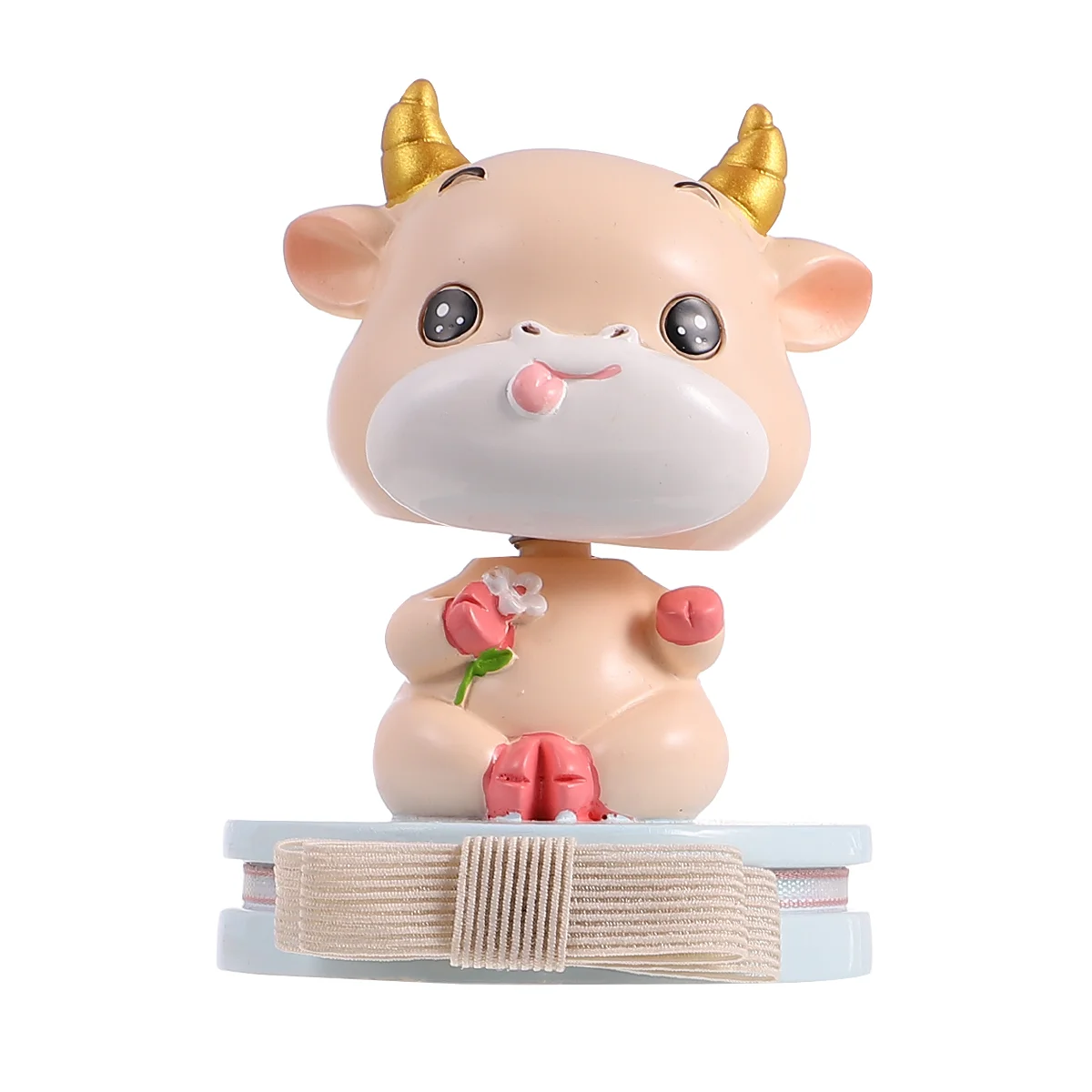 

House Ornaments Car Dashboard Decoration Bling Desk Office Decorations Resin Interior Animal Swing Toys Calf Figures