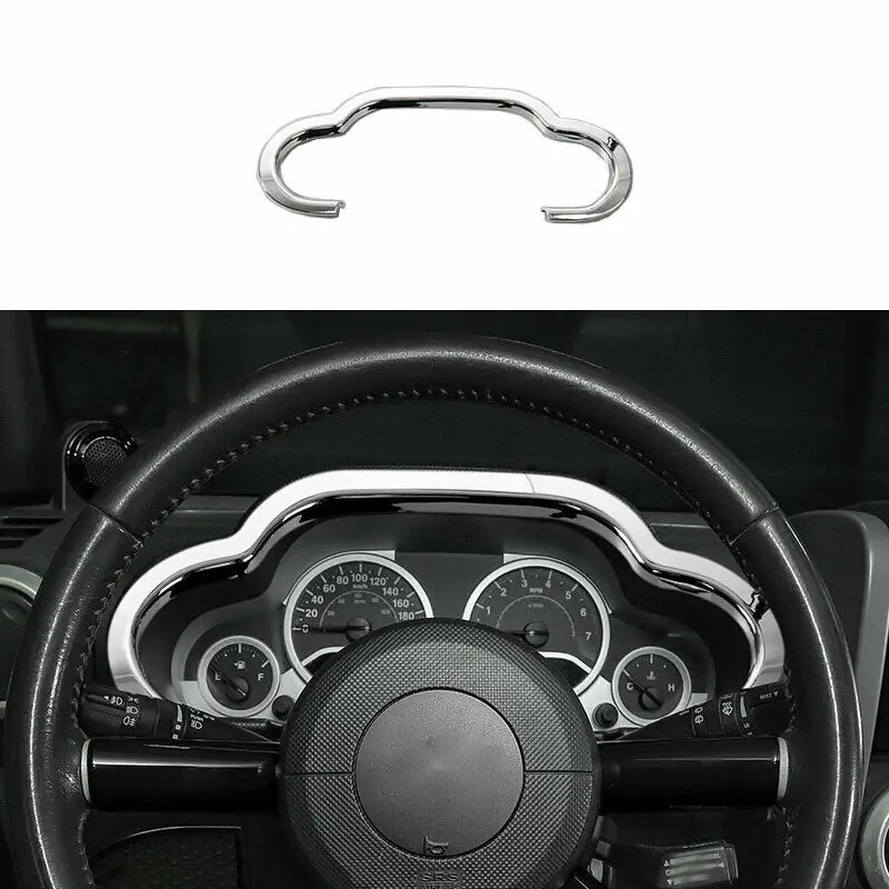 

Fit For 2007-2010 Jeep Wrangler JK Chrome Instrument Panel Frame Cover Trim 1PCS