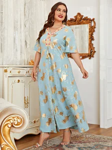 TOLEEN Oversize Large Plus Size Maxi Dresses 2022 Women Summer Fashion Elegant Long Abaya Muslim Party Evening Festival Clothing