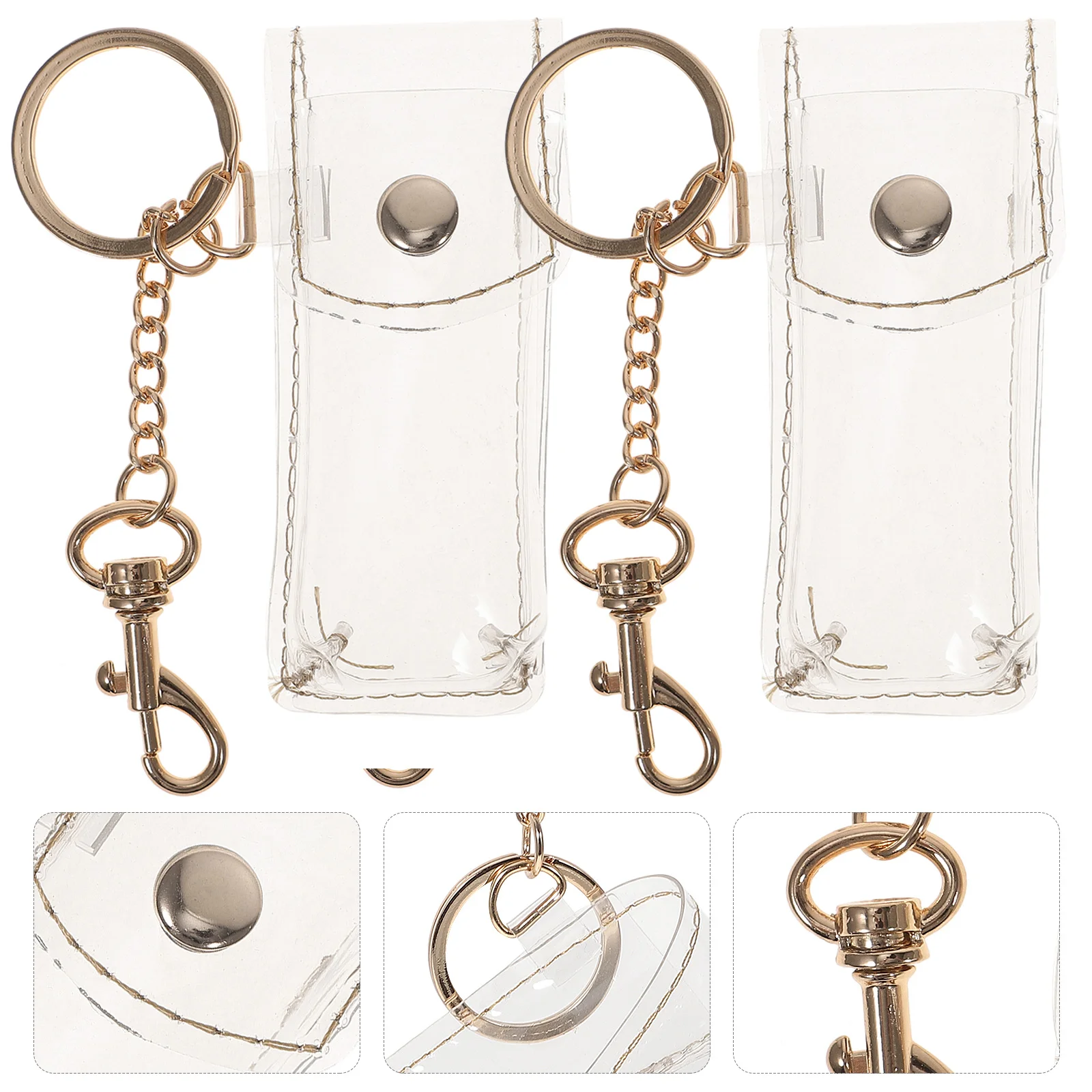 

2 Count Sheer Lipstick PVC Keychain Handbag Hanging Chopsticks Cover Keyring Balm