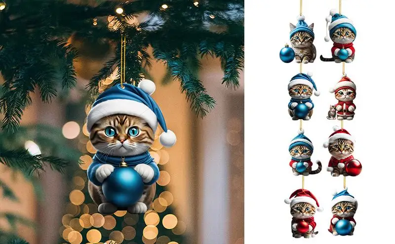 

8pcs Cat Christmas Tree Ornameent Multifunctional Cat Christmas Decorations Pendant Feline Finery Express Your Feline Love