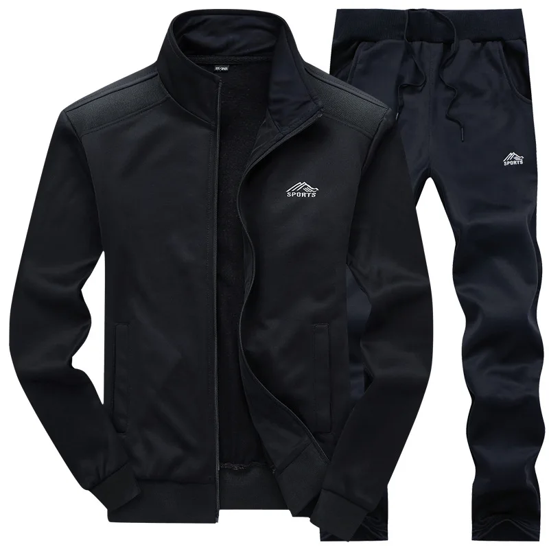 

M-7XL Men Outfit Set Tracksuit Fashion Mens Set Two Pieces Zipper Warm Sweatshirt Jacket+Sweatpants Moleton Masculino Sweatsuit